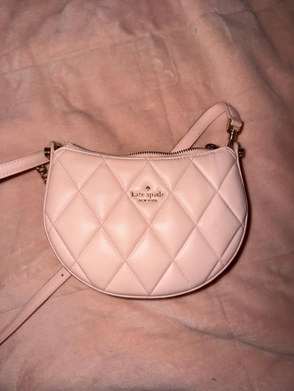 kate spade Quilted Light Pink Crescent Crossbody